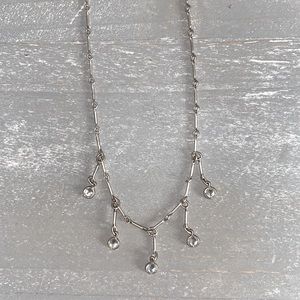 Silver Elegant Crystal Rhinestone Dangle Necklace